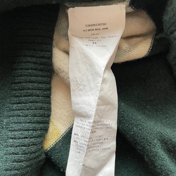 Weekend Max Mara Green Wool Cashmere Blend Sweater Yellow Floral Print Size XS - Picture 5 of 6